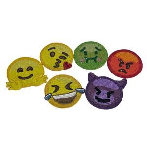 KIM SEYBERT Emoji Coasters set of 6 Glass Beaded